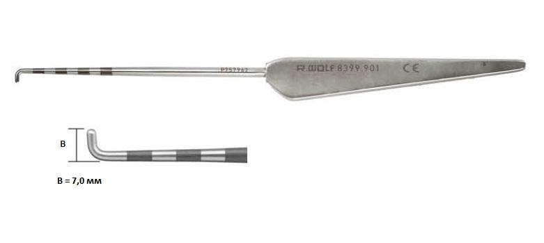 Зонд гачкоподібний, довжина 115 mm (мм), висота 7 mm (мм). Richard Wolf GmbH